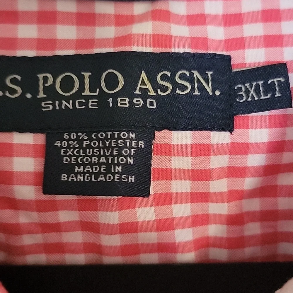 U.S. Polo Assn. Red and White Checkered Button Down Shirt , NEW , SIZE 3 XLT - Picture 2 of 5